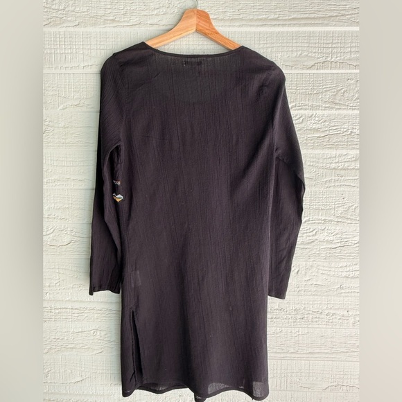 Old Navy Womens Black Embroidered Peasant Swimsuit Cover Up - Picture 3 of 7